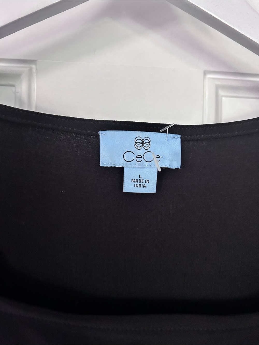 CeCe Black Square Neck Puff Sleeve Blouse - Picture 2 of 3